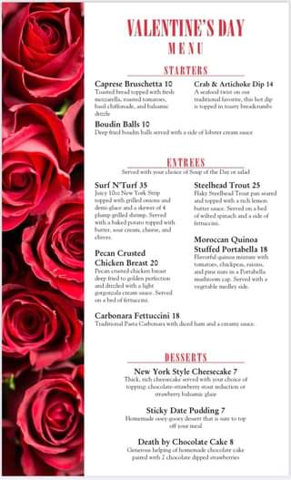 💕❤️Valentine’s Day menu is here and we’re still accepting reservations! Don’t wa